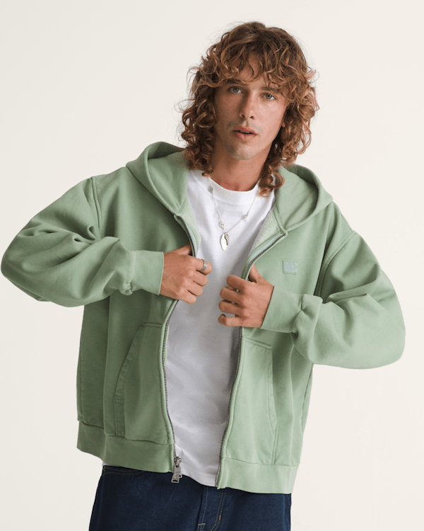 Premium Zip Hoodie in Grey Olive Green | Vans
