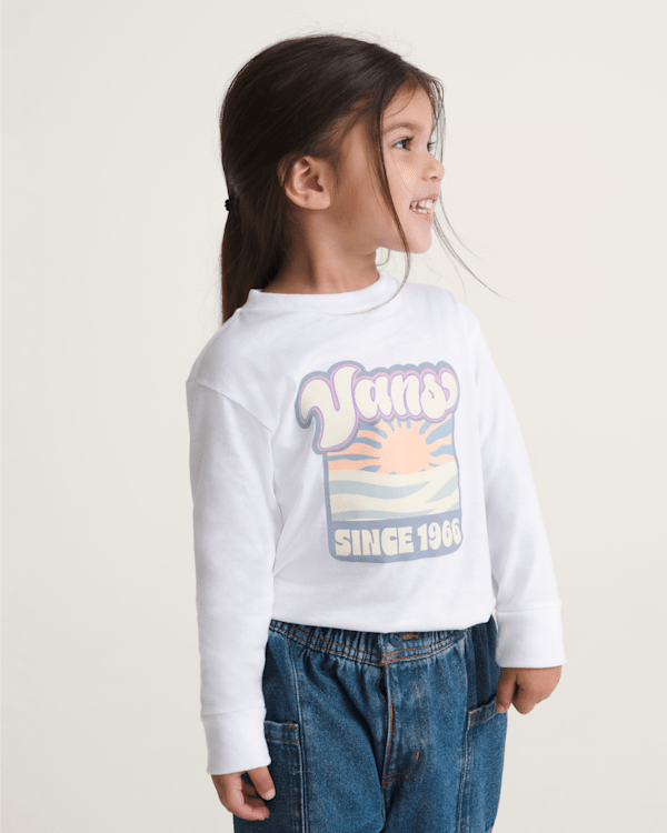 Little Kids Sun Dip Long Sleeve T-Shirt in White | Vans