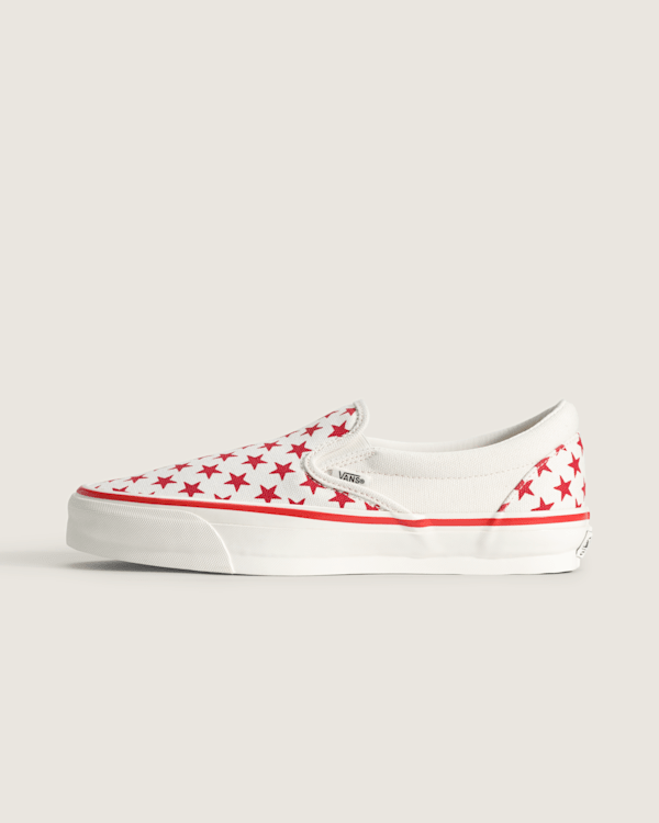 Premium Classic Slip-On Shoe in Racing Red / Marshmallow White | Vans