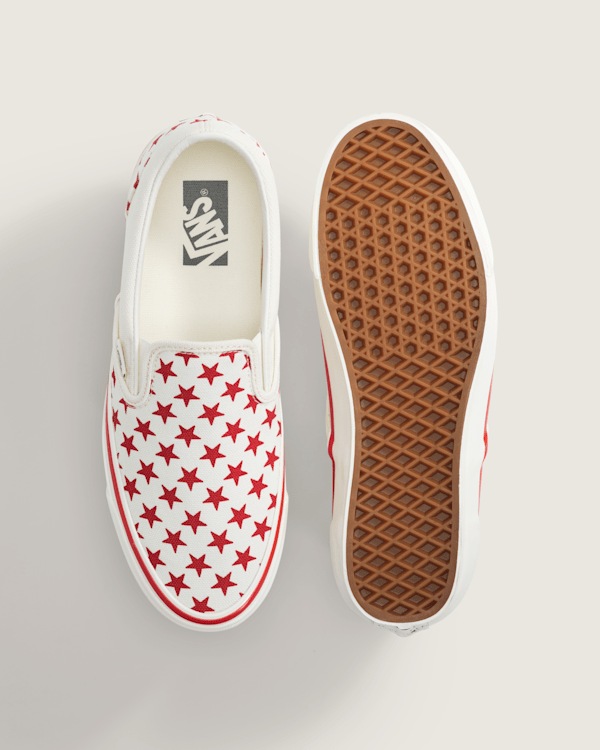 Premium Classic Slip-On Shoe in Racing Red / Marshmallow White | Vans
