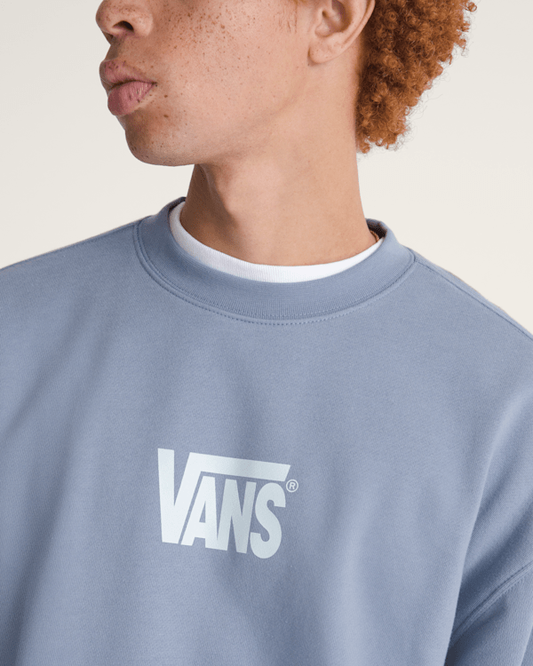 Stretch Logo Crew Sweatshirt in Glacial Slate Blue | Vans