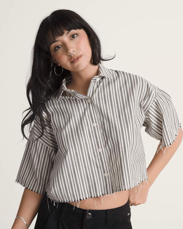 dress shirt crop top Cropped Button Up | White Poplin | the lady & the sailor 2 100% Cotton Poplin Oprah's Cropped Long-Sleeve Top From