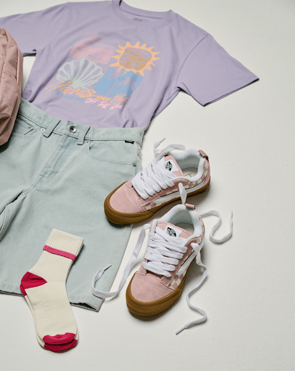 VANS/バンズ V45-38  LO SKOOL/ロースクール キャンバス スニーカー チャコールグレー/ピンク レディース サイズ:USA ５【２３．５cm相当】 Vans Unisex Sneakers Gray Pink Stripe 721454 Low Top Lace Up Shoes