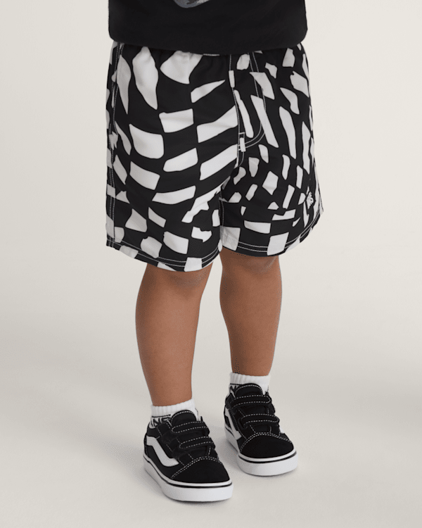 Little Kids Primary II Printed Elastic Boardshort in Black / White
