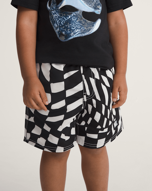 Little Kids Primary II Printed Elastic Boardshort in Black / White