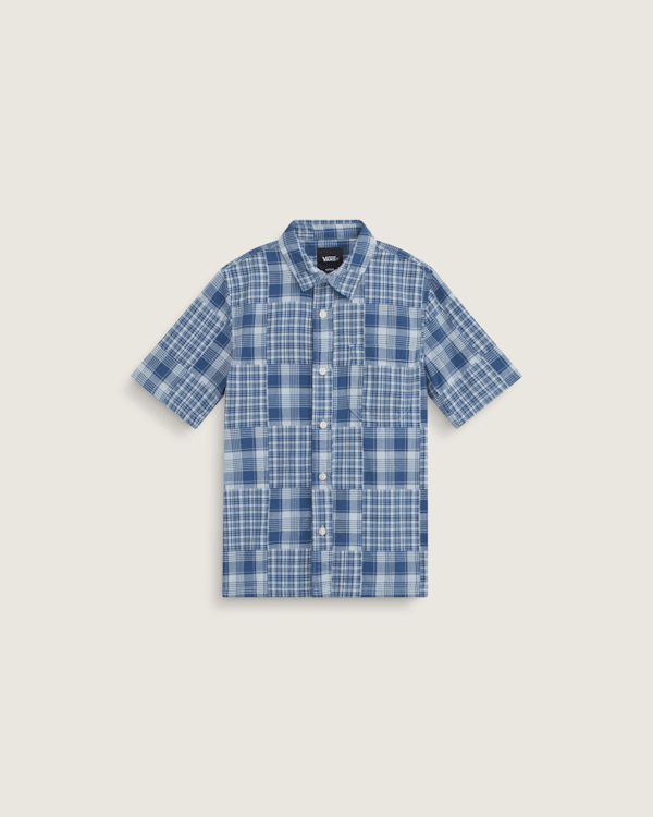 Kids Larkspur Plaid Shirt in True Navy Blue | Vans