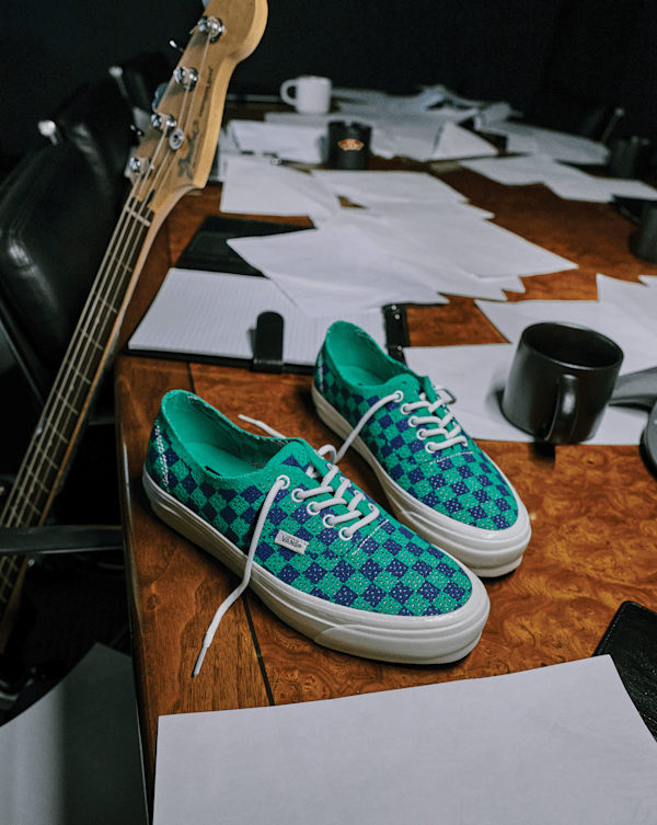 Premium Authentic Checkerboard Shoe in Checkerboard Green / Navy