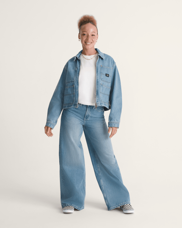 Check-5 Low Rise Baggy Pants in Stonewash Blue | Vans