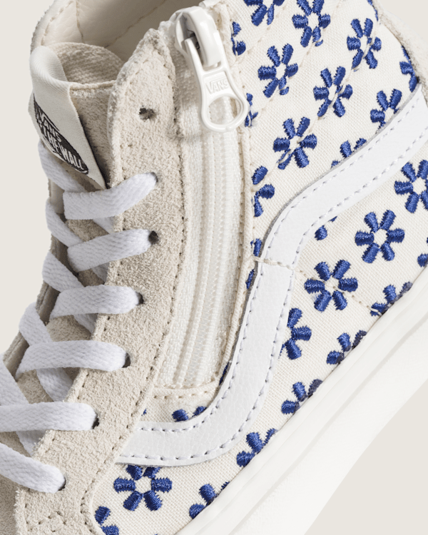 Little Kids Sk8-Hi Side Zip Shoe in White / True Blue | Vans