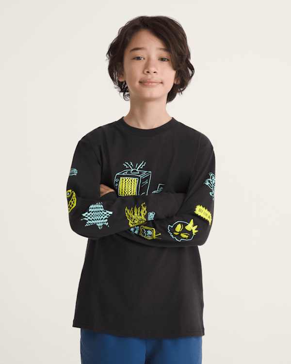 Kids Zoned Out Long Sleeve T-Shirt in Black | Vans