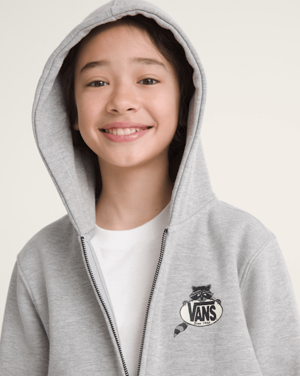 Kids Dumpster Raccoon Zip Hoodie in Cement Heather Grey | Vans