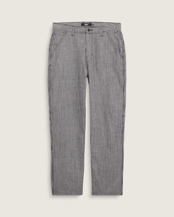CarServiceｘDiaspora skateboards 　メッシュパンツ Chore Loose Stripe Denim Pants in Black / White | Vans