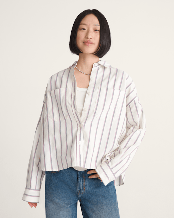 Long Sleeve Boxy Oxford Shirt in Egret White | Vans