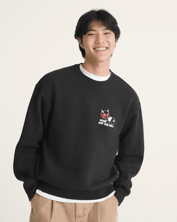 Old Scratch Crew Sweatshirt in Black | Vans