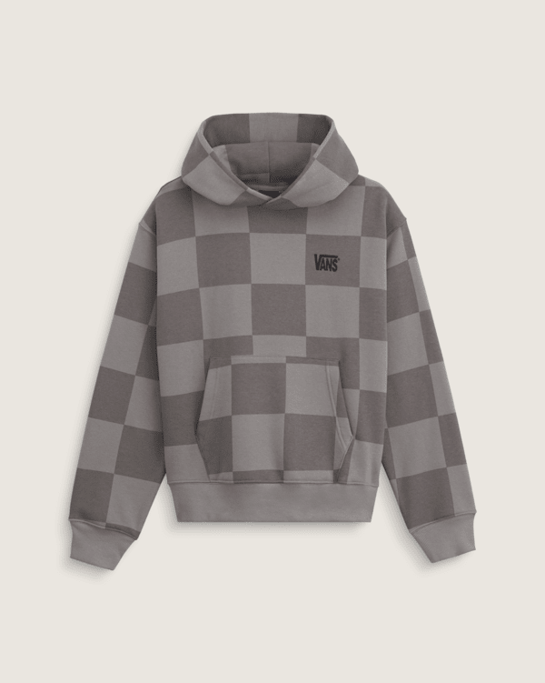 Stretch Logo Checkerboard Pullover Hoodie in Pewter | Vans