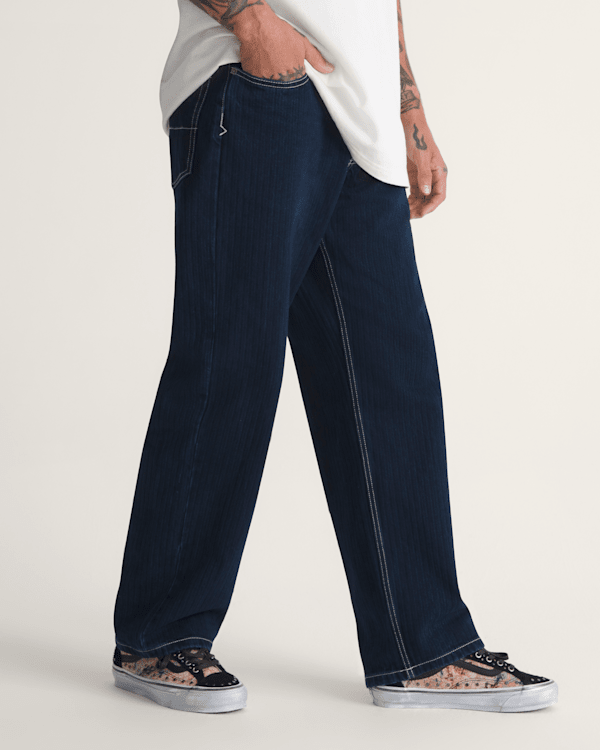 Check-5 Loose Denim Herringbone Pant