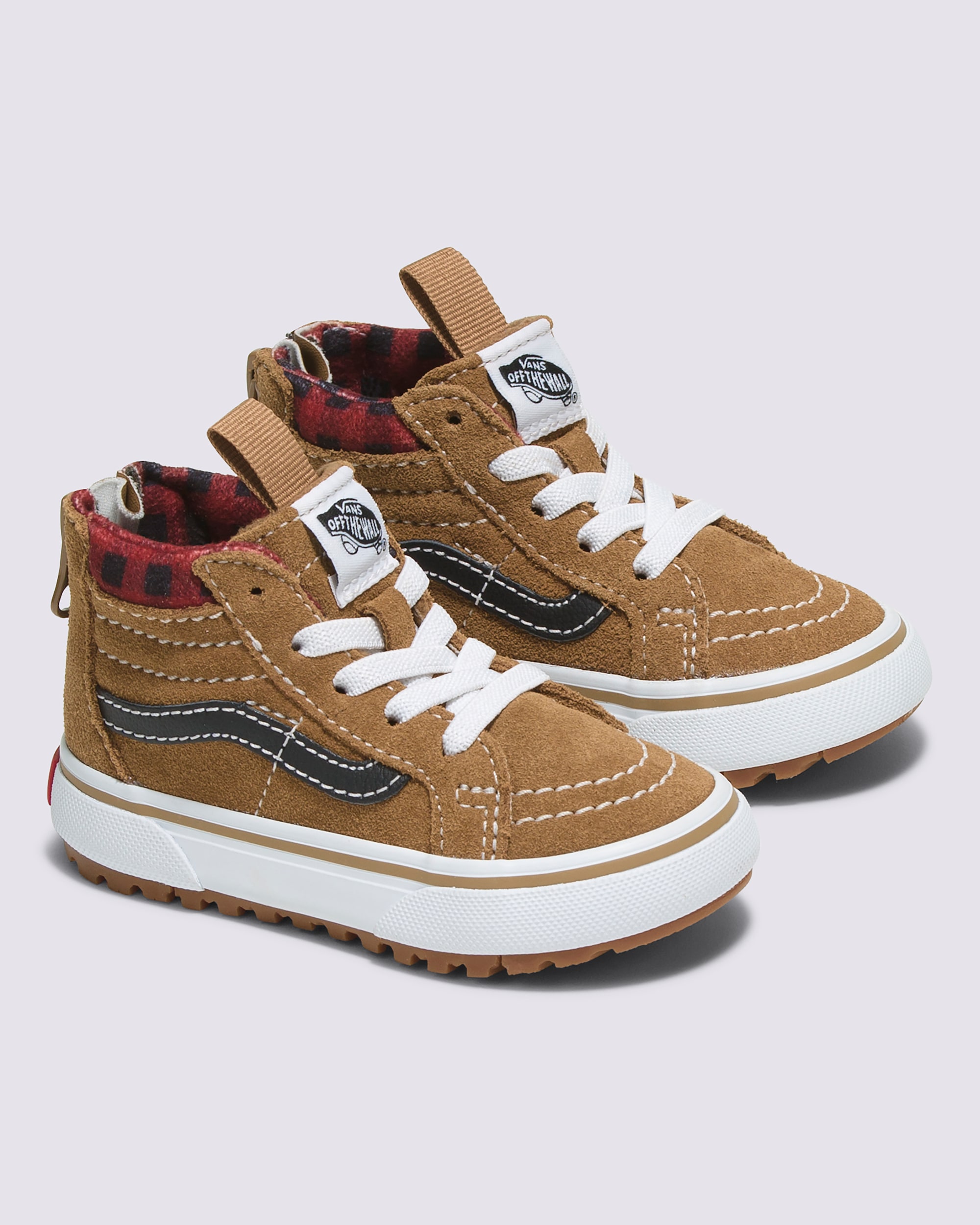 Toddler Sk8Hi Zip Insulated Shoe VANS Plaid Brown  Black ALT1