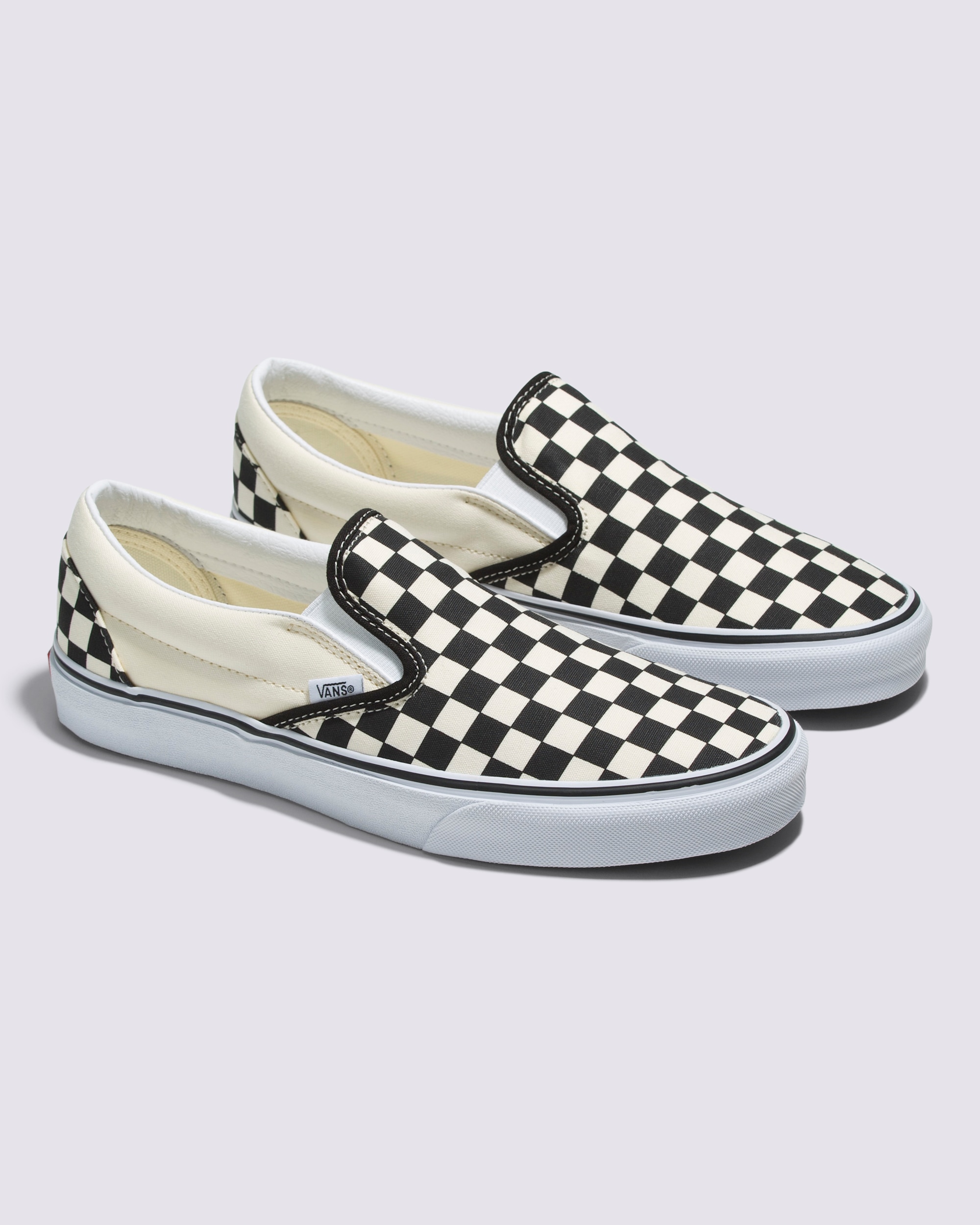 Classic SlipOn Wide Checkerboard Shoe VANS Checkerboard Black  Classic White ALT1