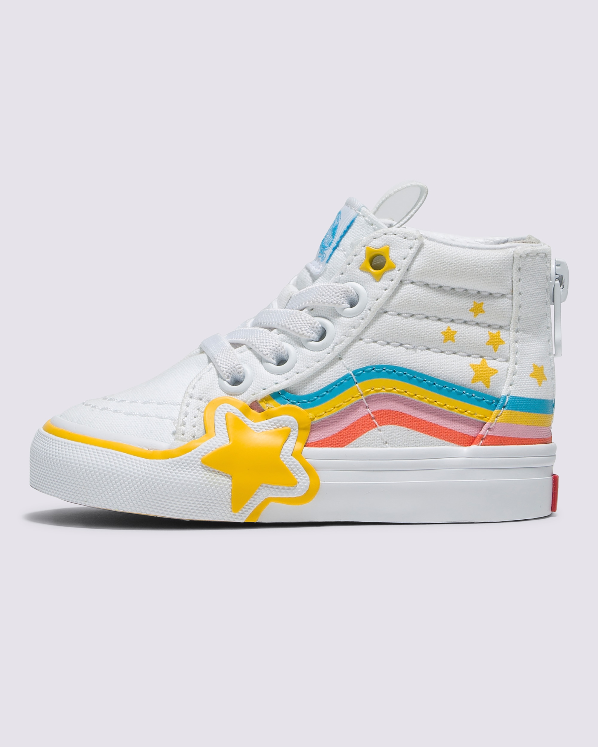 Toddler Sk8Hi Zip Star Shoe VANS Rainbow True White  Yellow HERO