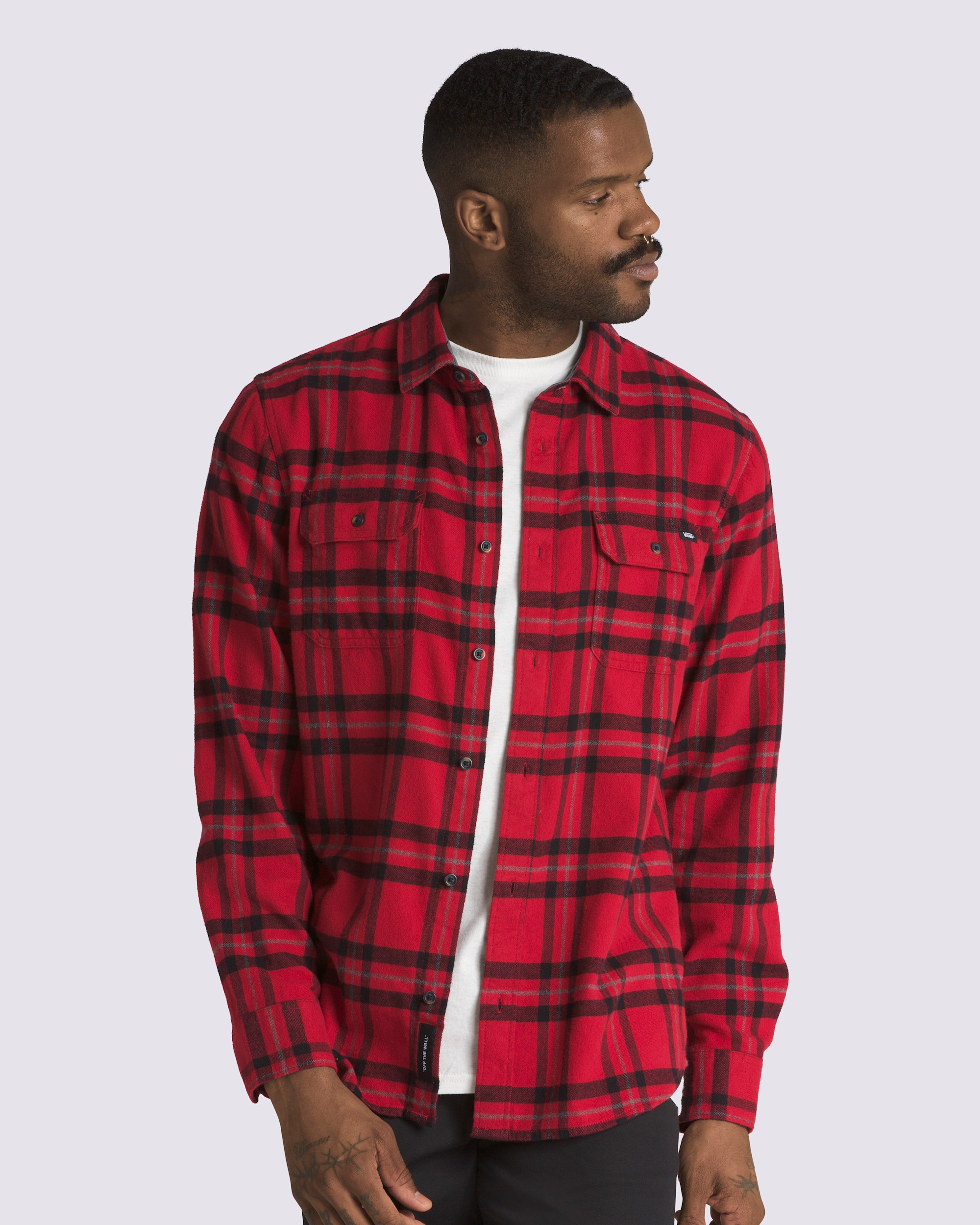 Westminster Button Up Long Sleeve Shirt VANS Chili Pepper Red  Black HERO