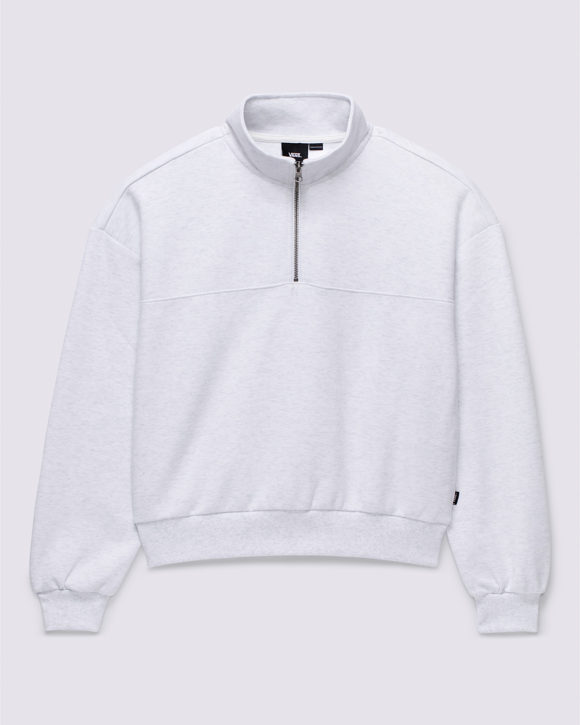 Elevated Double Knit Mock Neck Half Zip Pullover VANS White Heather ALT4