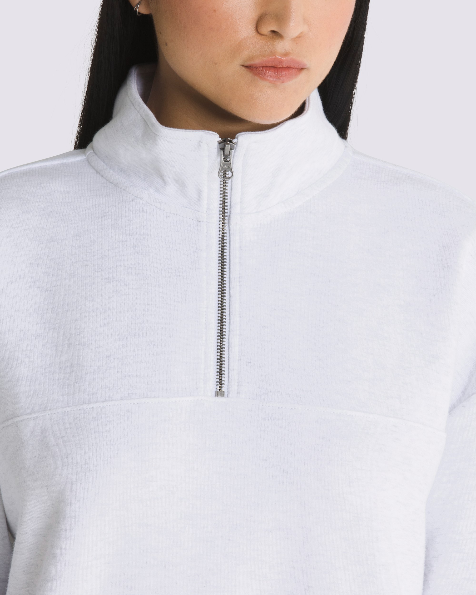 Elevated Double Knit Mock Neck Half Zip Pullover VANS White Heather ALT3