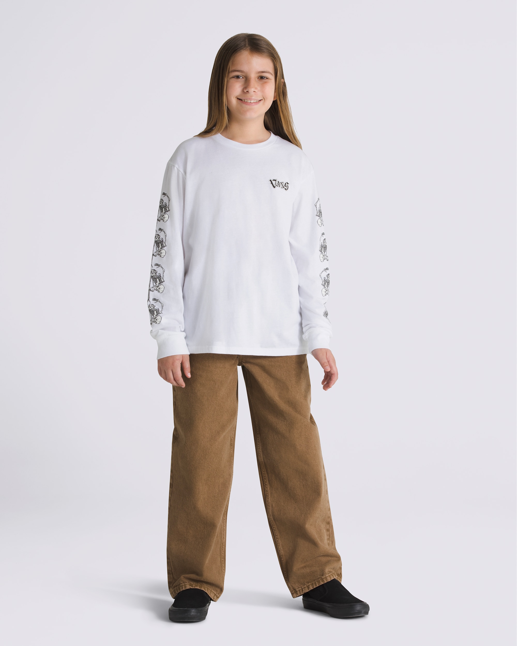Kids Bad 2 Bone Long Sleeve TShirt VANS White ALT1