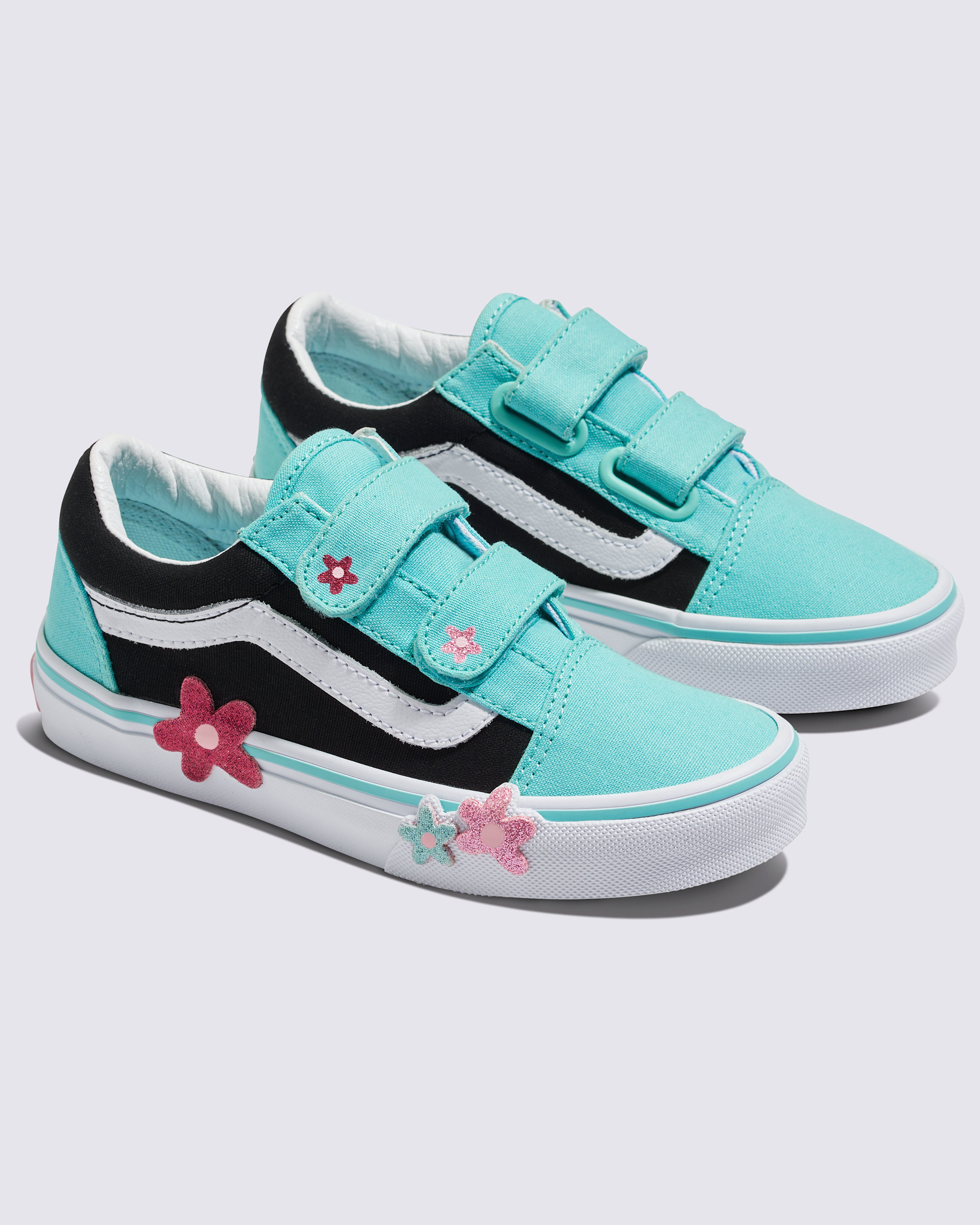 Little Kids Old Skool V Shoe VANS Glitter Black  Pink  Blue ALT1