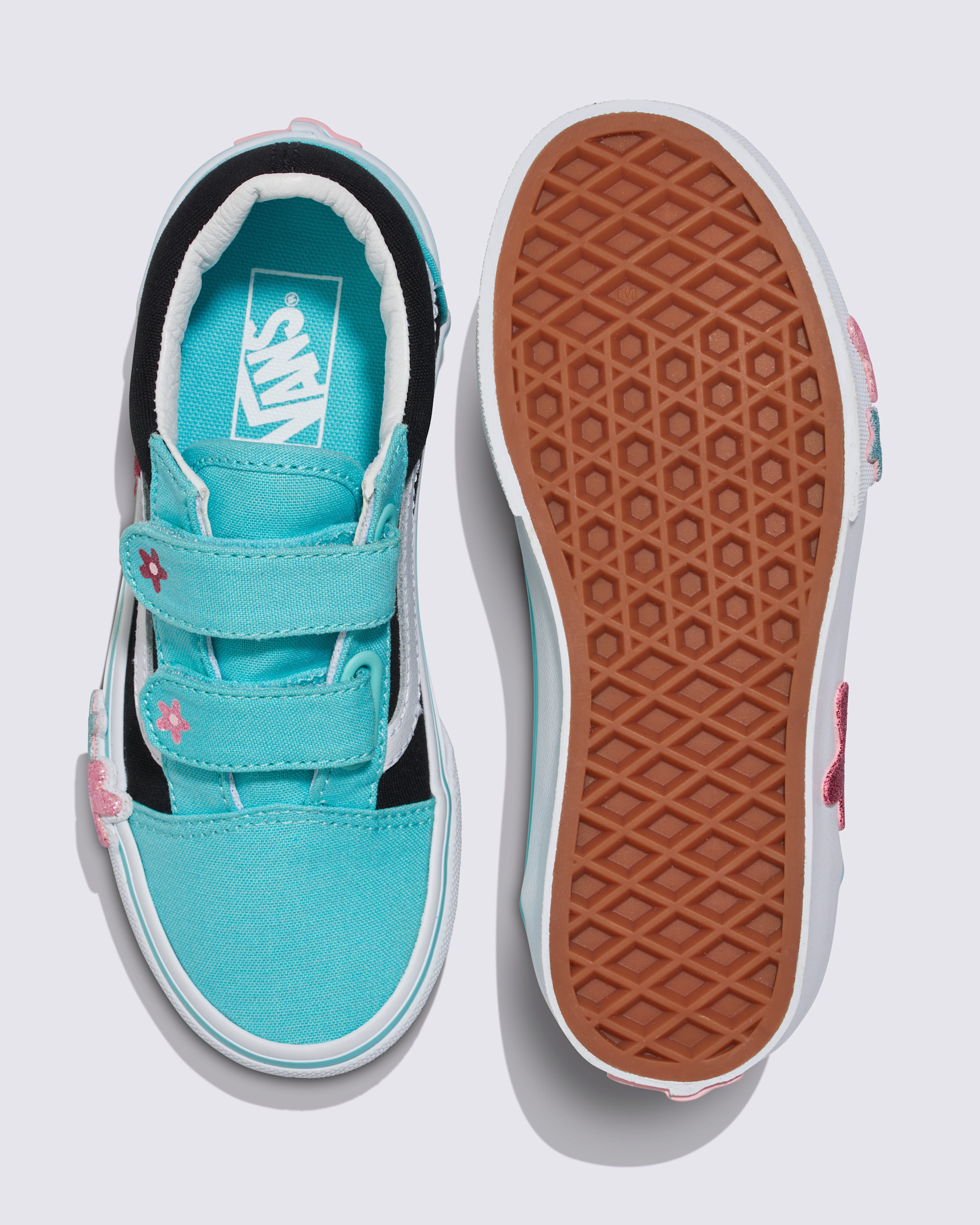 Little Kids Old Skool V Shoe VANS Glitter Black  Pink  Blue ALT2