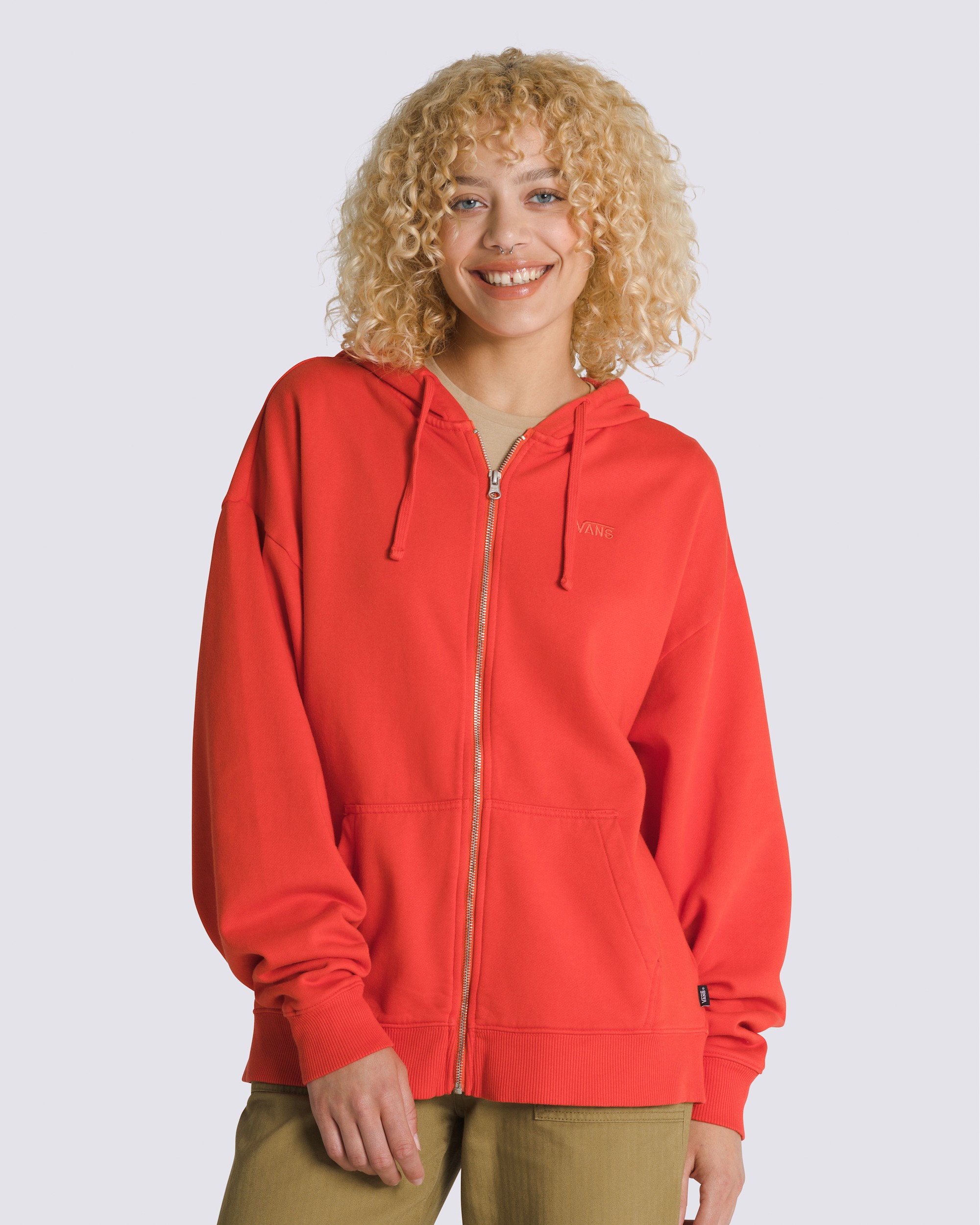 Everyday Oversized Full Zip Hoodie VANS Fiesta Orange HERO