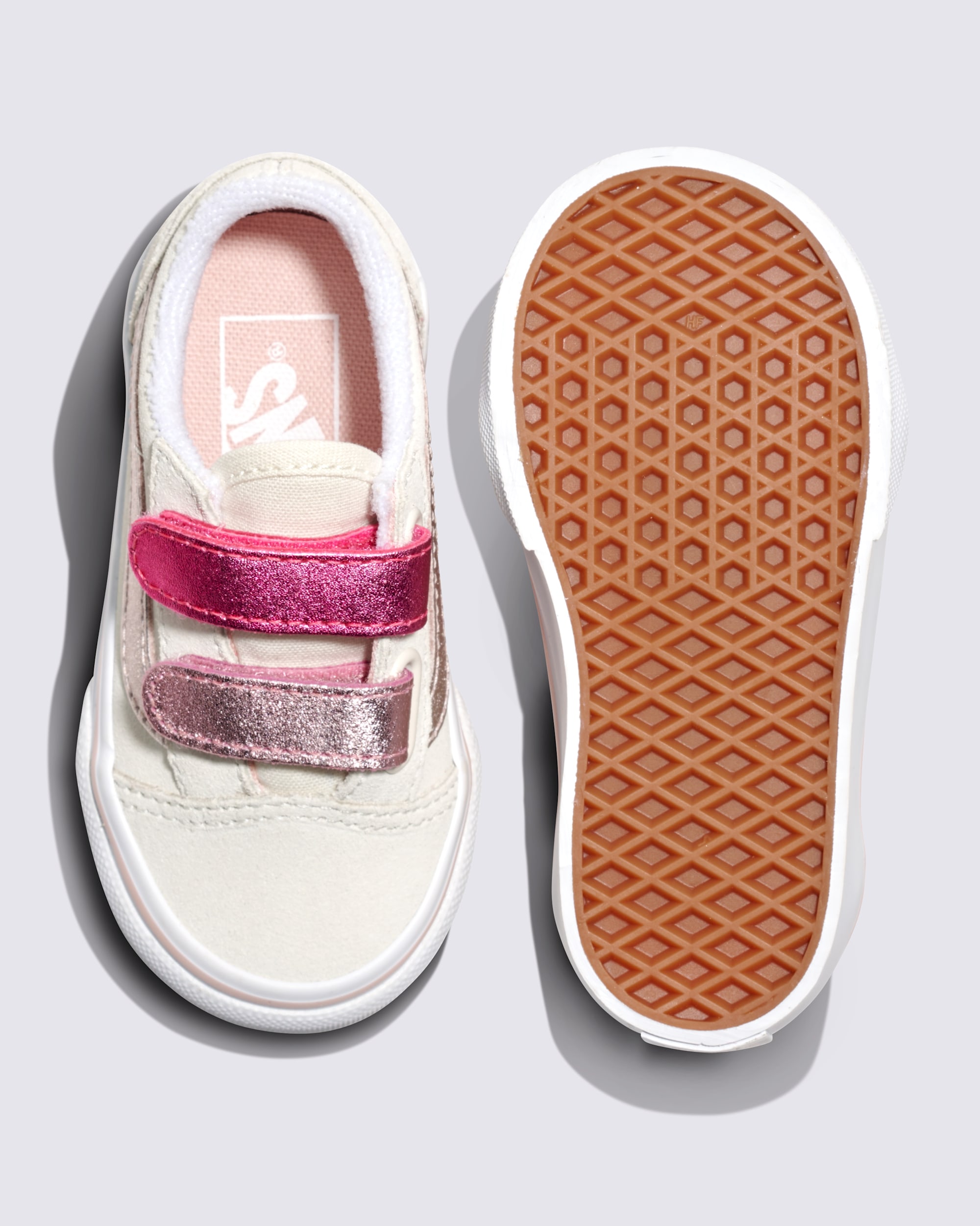 Toddler Old Skool V Shoe VANS Metallic Marshmallow White  Pink ALT2