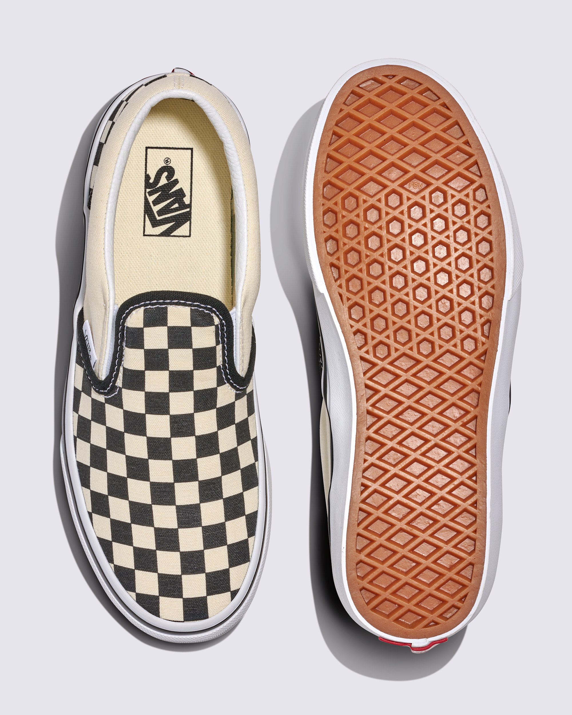 Big Kids Classic SlipOn Shoe VANS Checkerboard Black  White ALT2