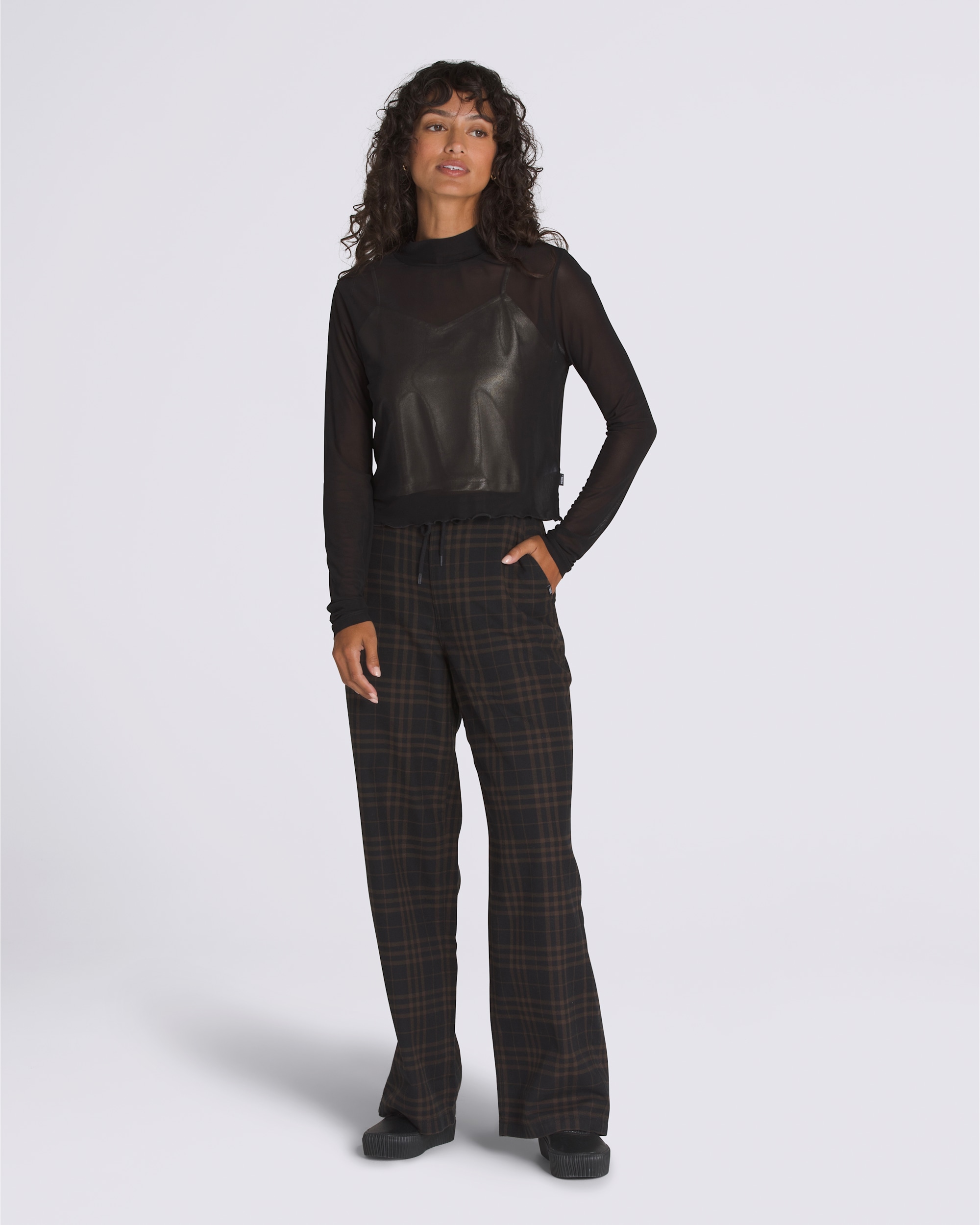 Mesh Satin Long Sleeve Top VANS Black ALT2