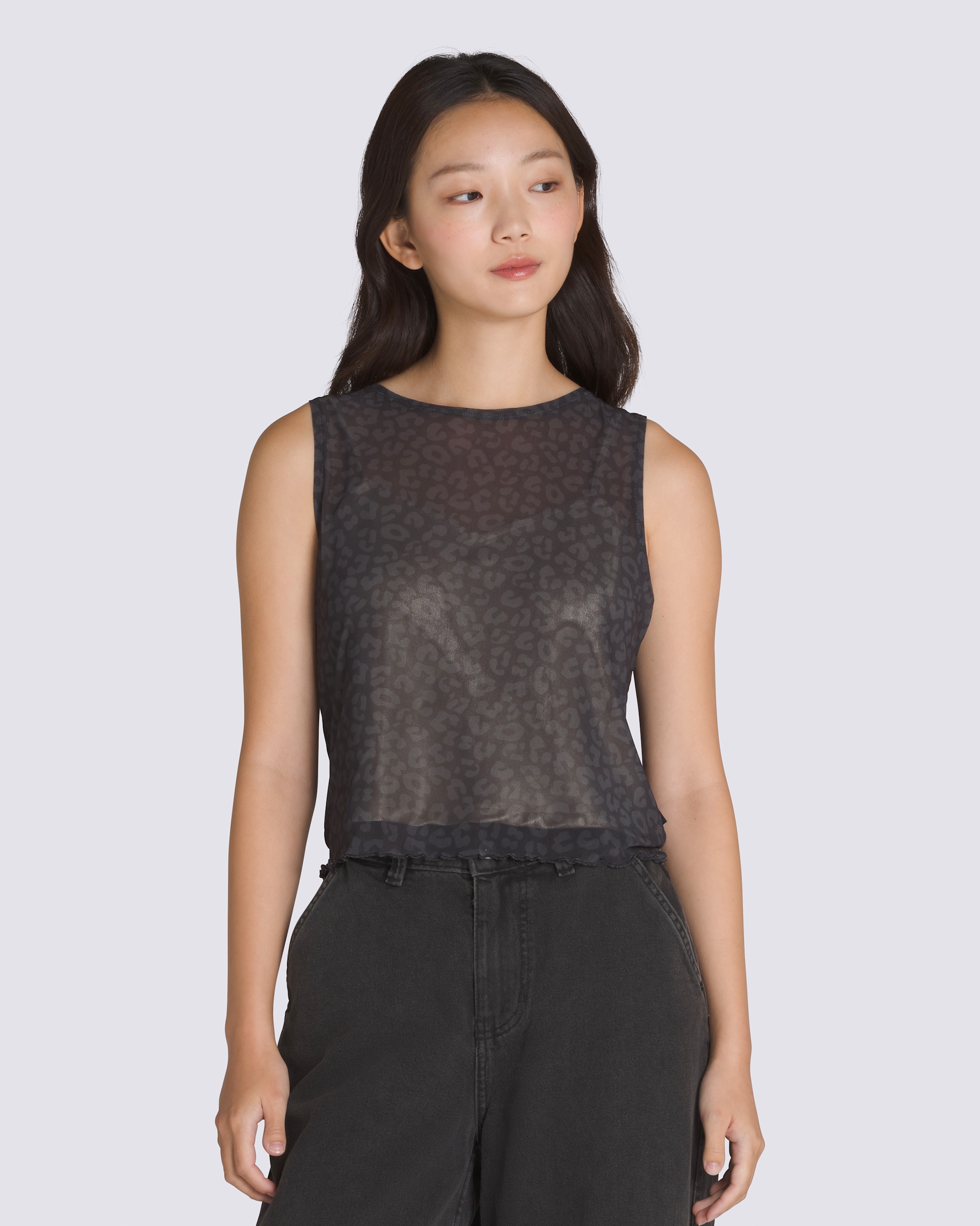 Mesh Satin Sleeveless Top VANS Black HERO