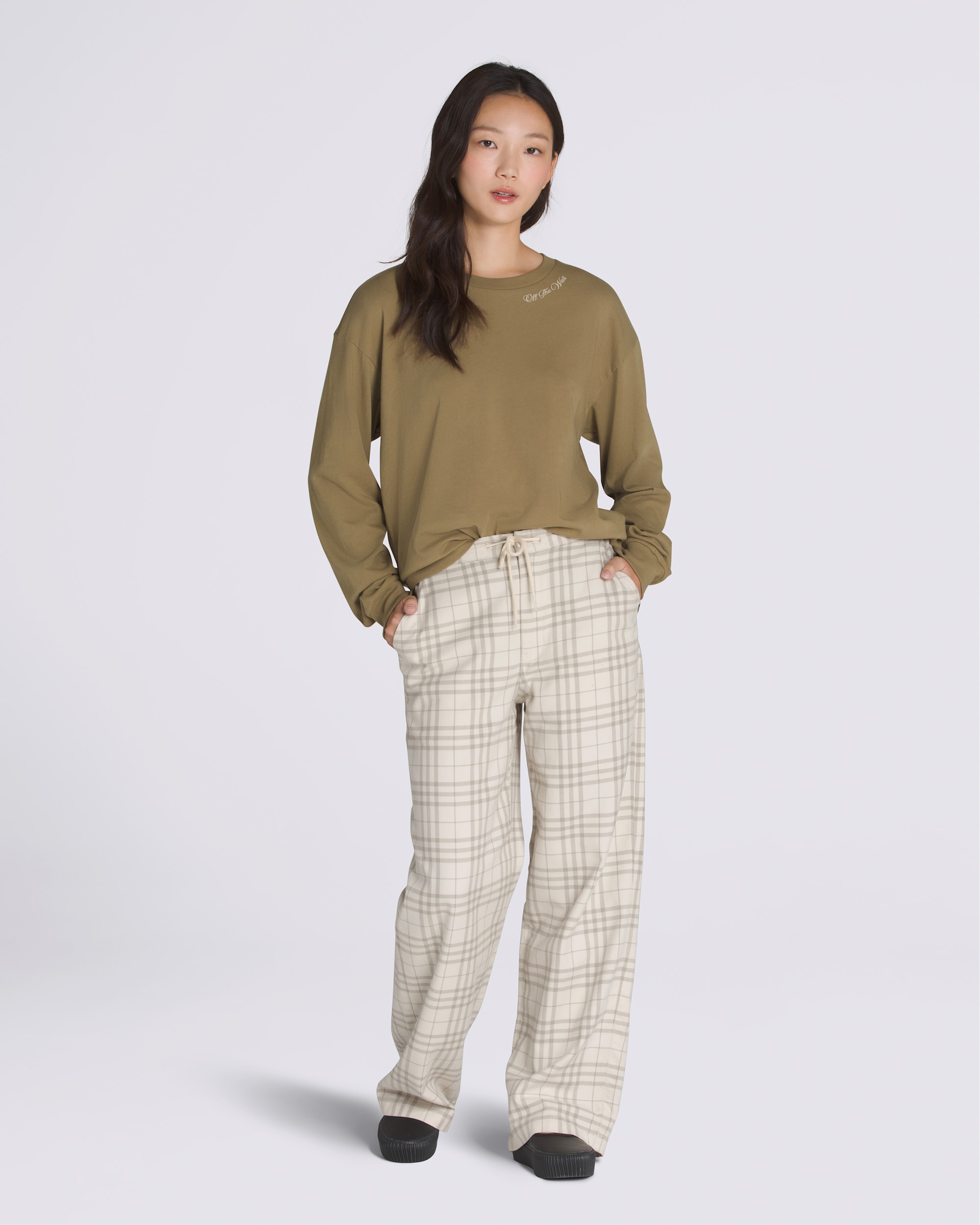 Cyrus Plaid Pants VANS Oatmeal Beige ALT1