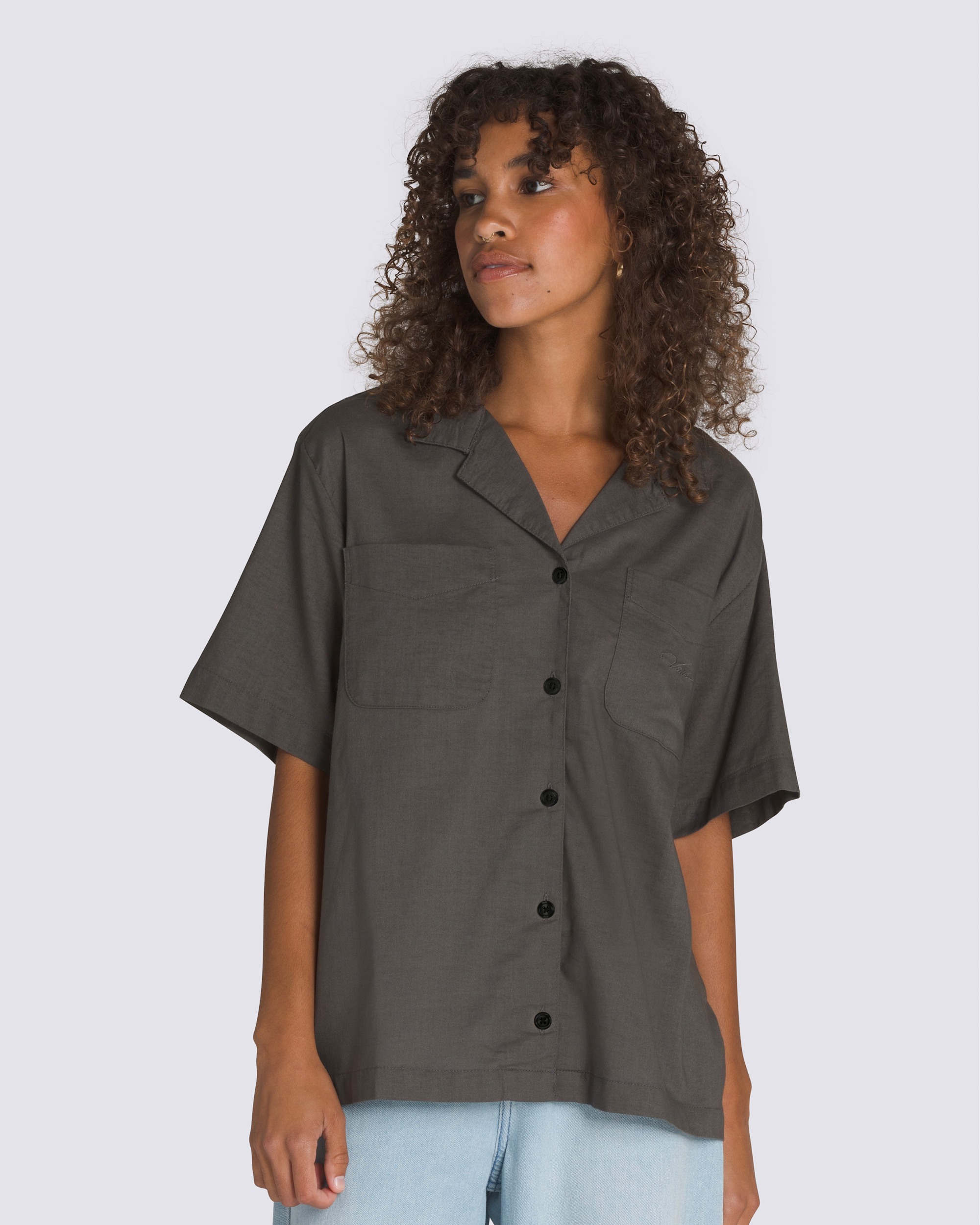 Cassidy Camp Shirt VANS Asphalt Grey HERO