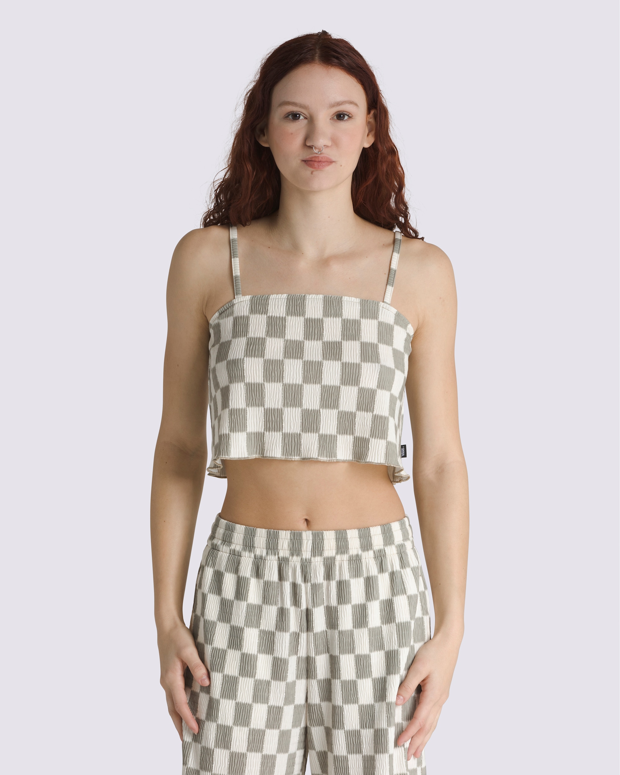 Wren Checkerboard Cami Top VANS Checkerboard London Fog Grey  White HERO