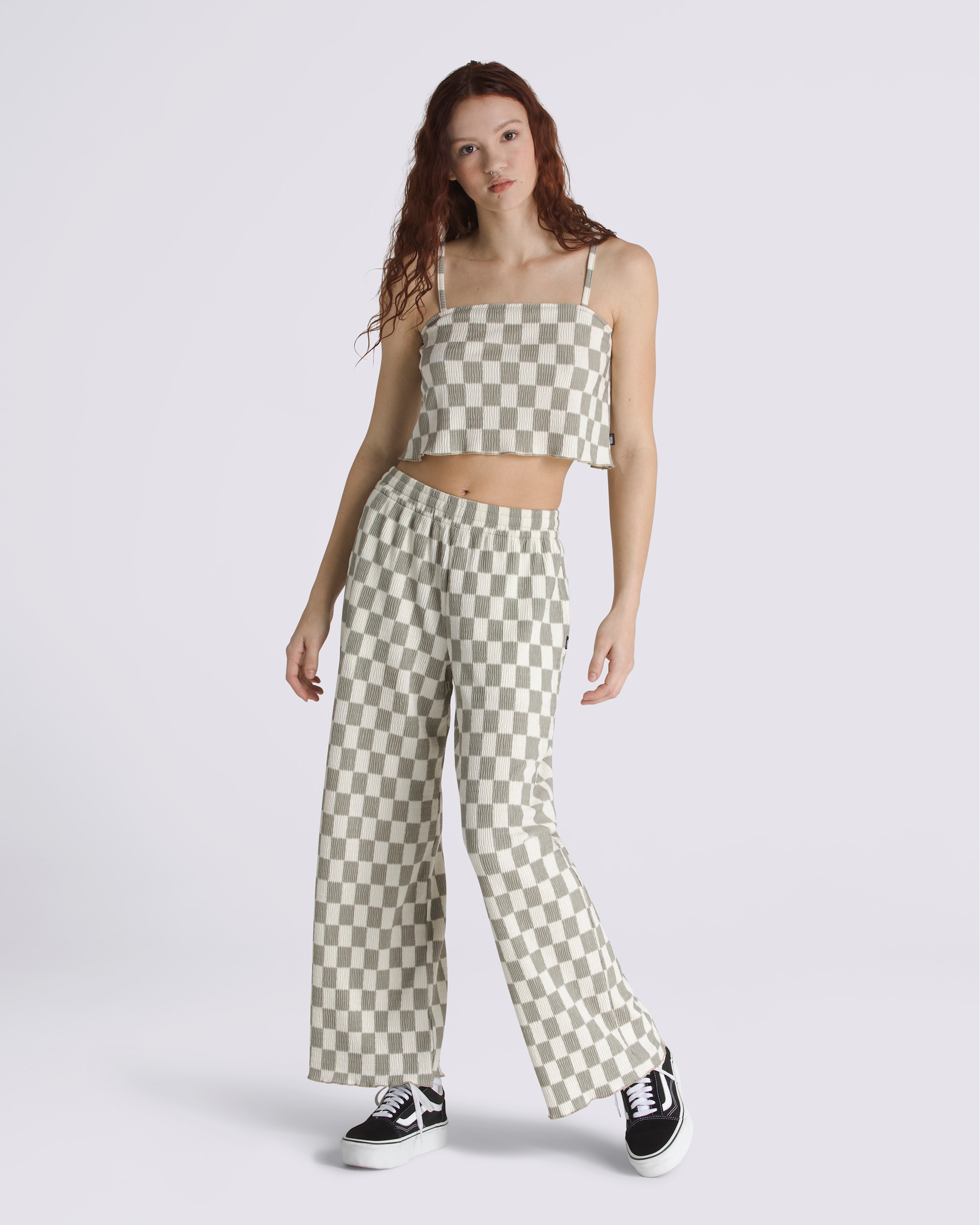 Wren Checkerboard Cami Top VANS Checkerboard London Fog Grey  White ALT2