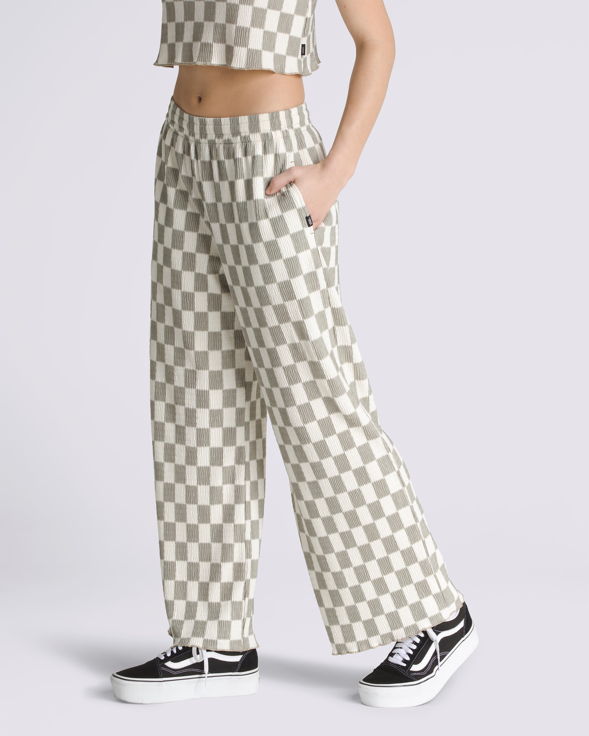 Wren Checkerboard Pants VANS London Fog Grey  White ALT3