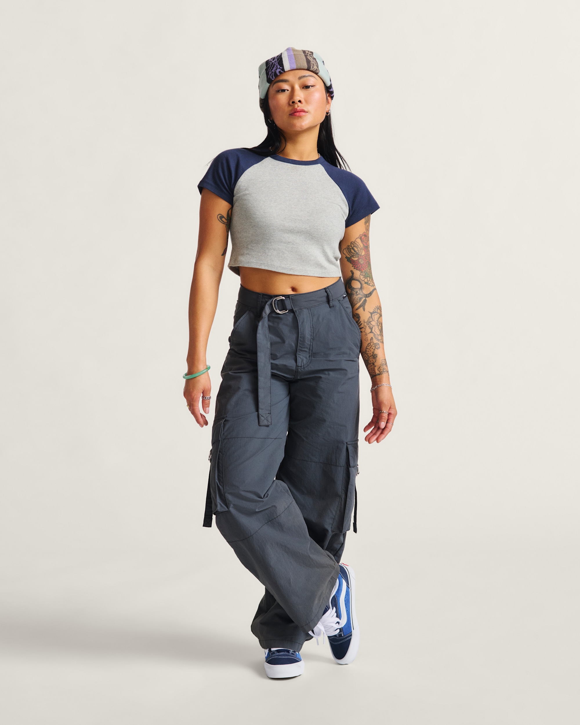 Clare Raglan TShirt VANS Heather Grey  Dark Blue ALT1