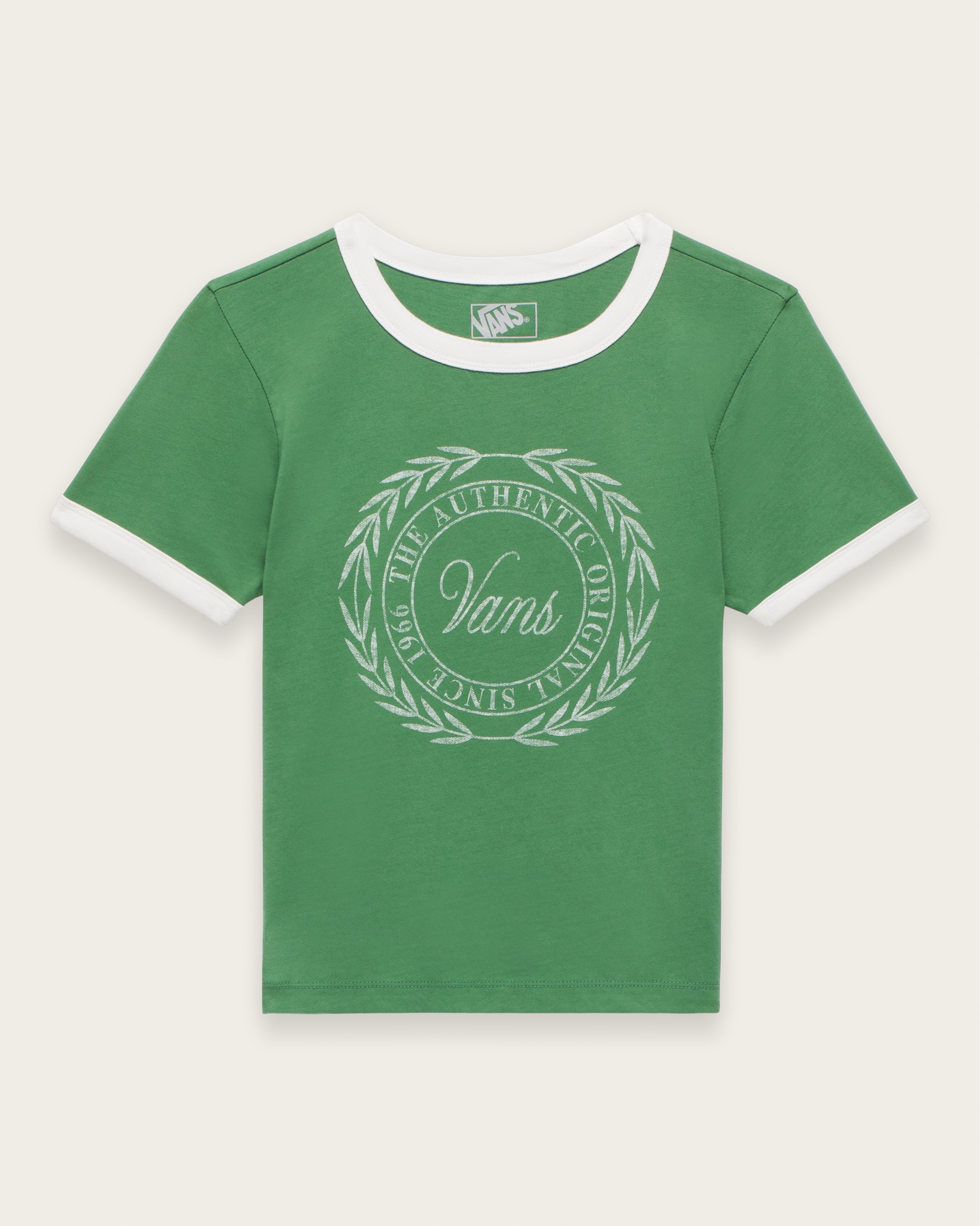 Crest Ringer TShirt VANS Fairway Green FLATLAY