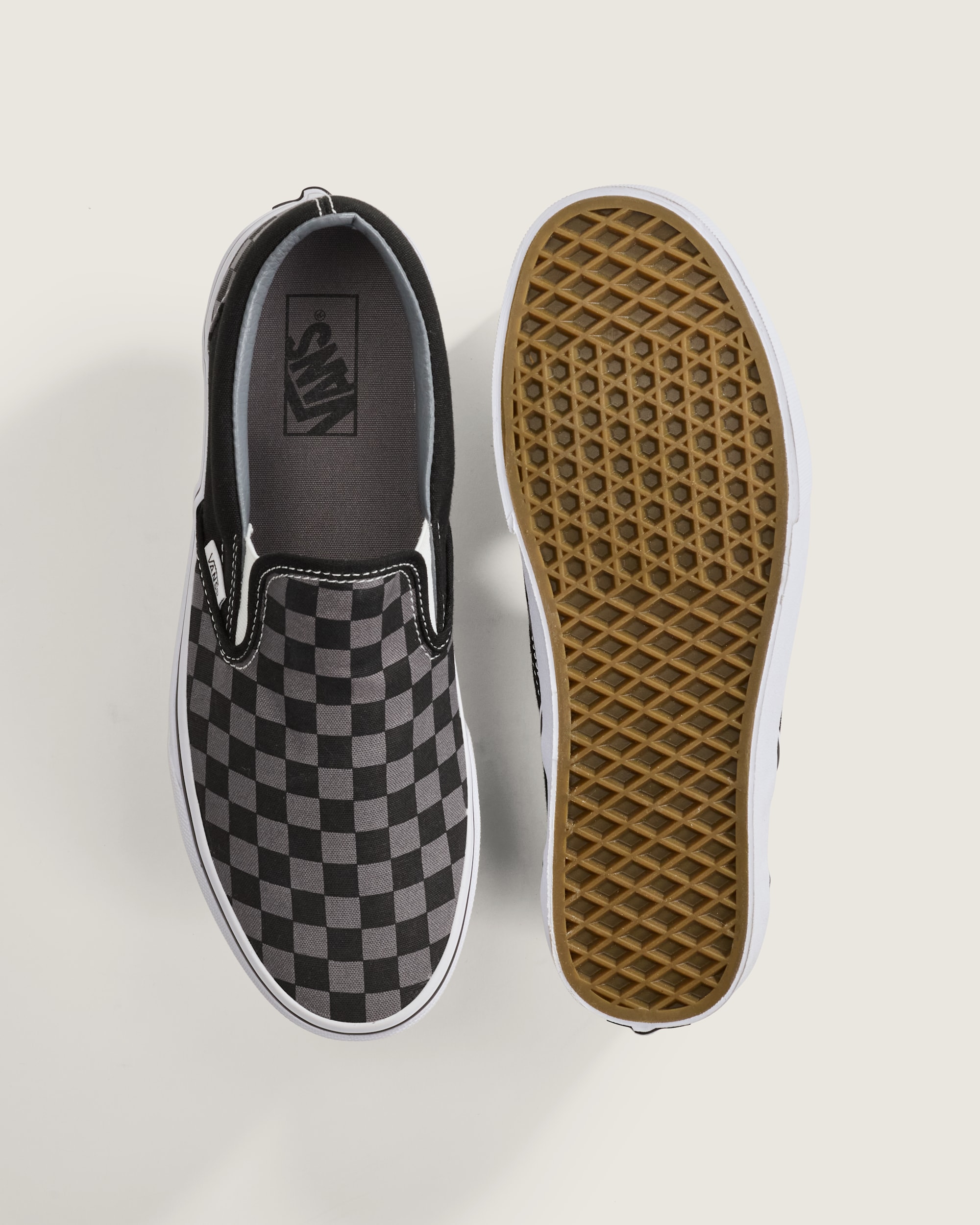 Classic SlipOn Checkerboard Shoe VANS Checkerboard Black  Pewter Grey ALT4