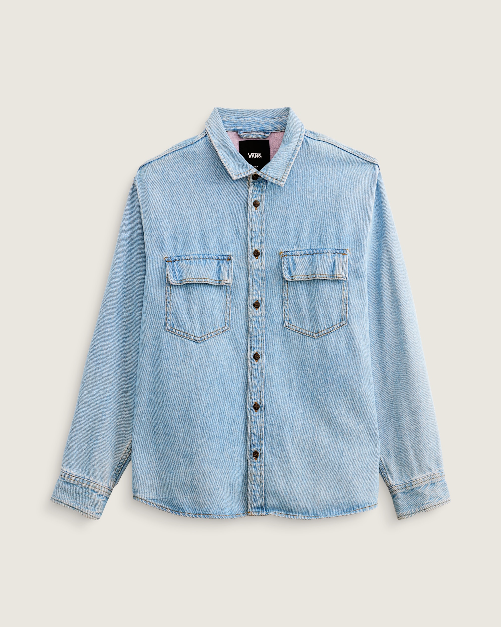 Palmhill Denim Long Sleeve Shirt VANS Light Rinse Blue FLATLAY