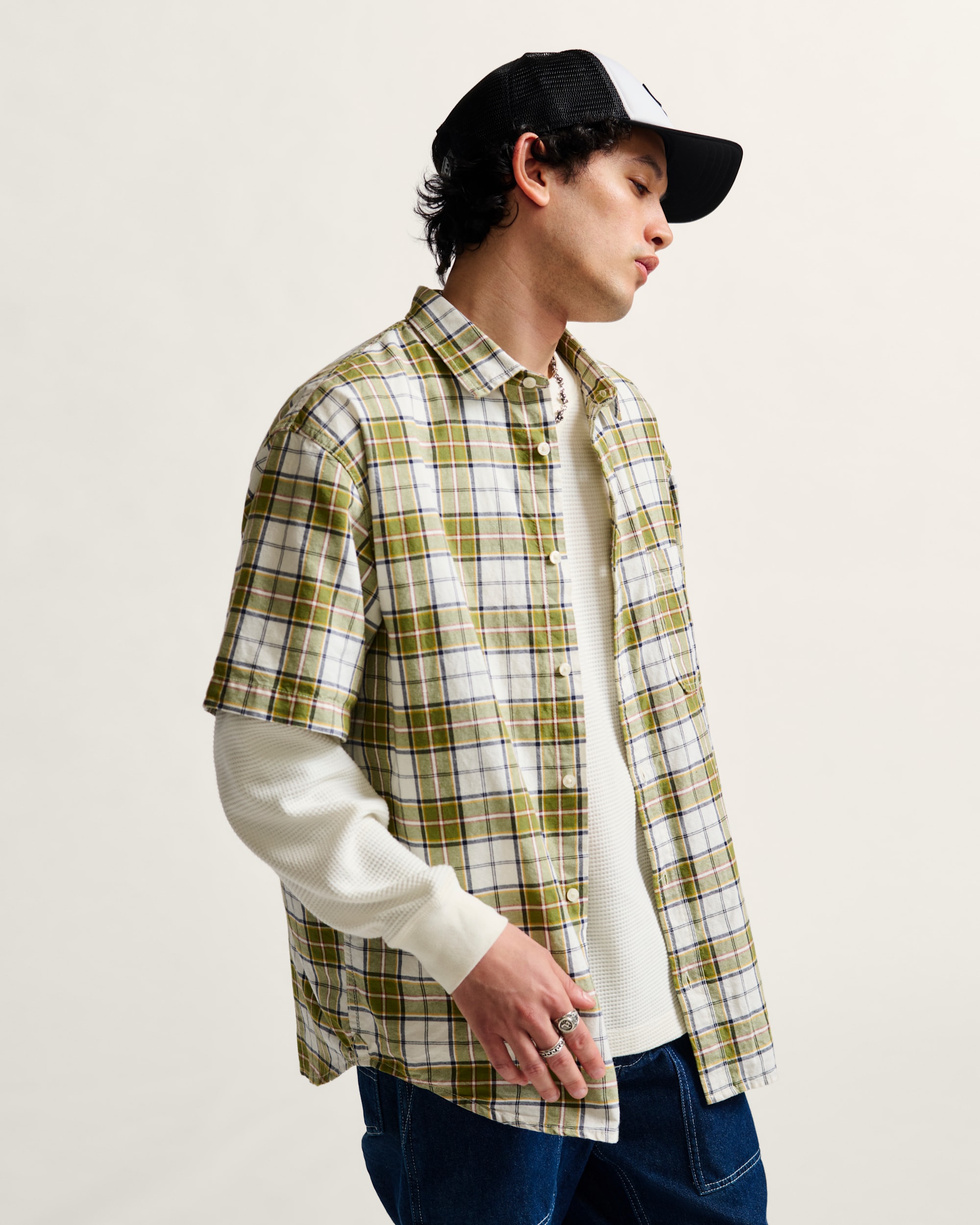 Lawson Solid Woven Shirt VANS Marshmallow White  Olive Green ALT1