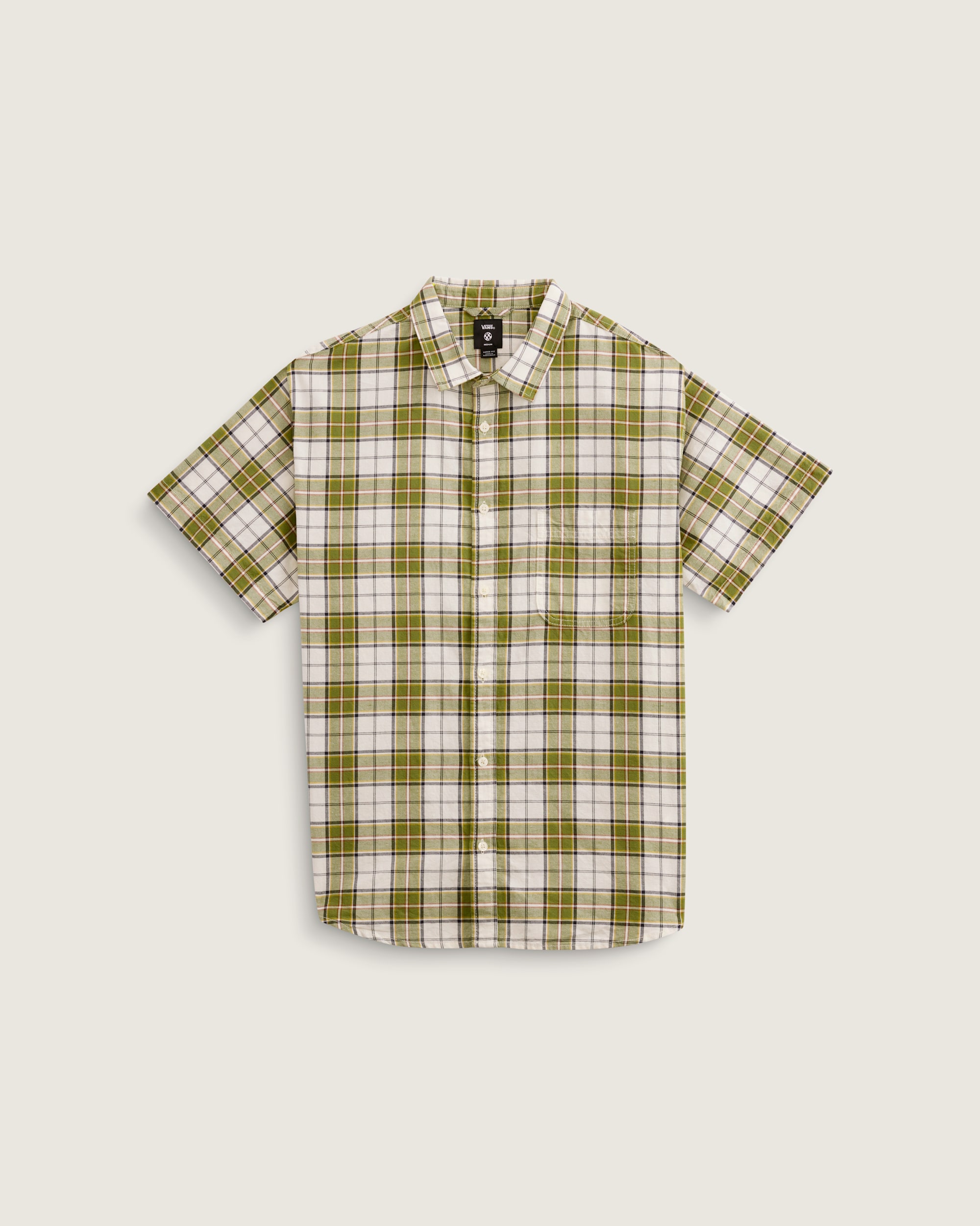 Lawson Solid Woven Shirt VANS Marshmallow White  Olive Green HERO