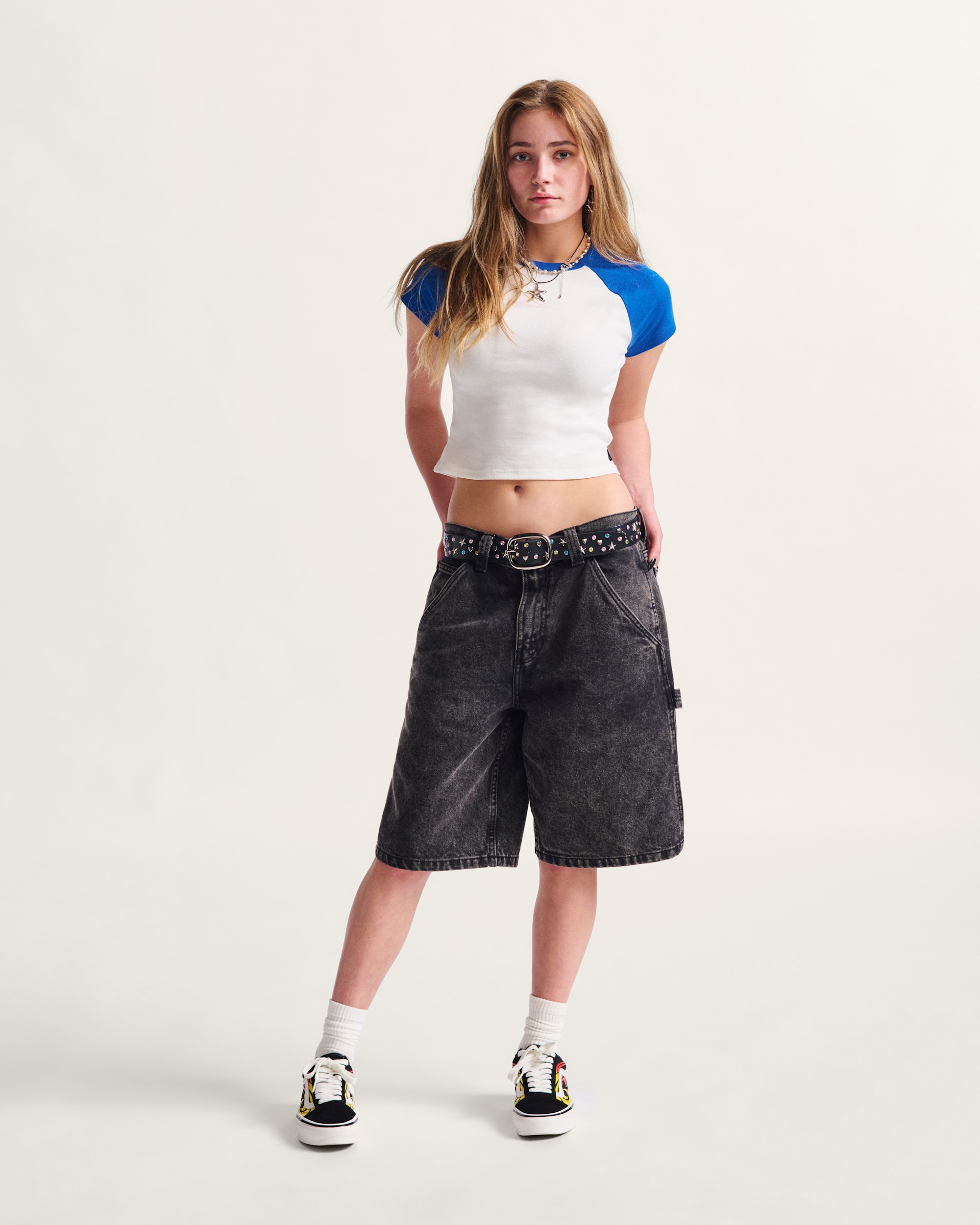 Clare Raglan TShirt VANS White  True Blue ALT6