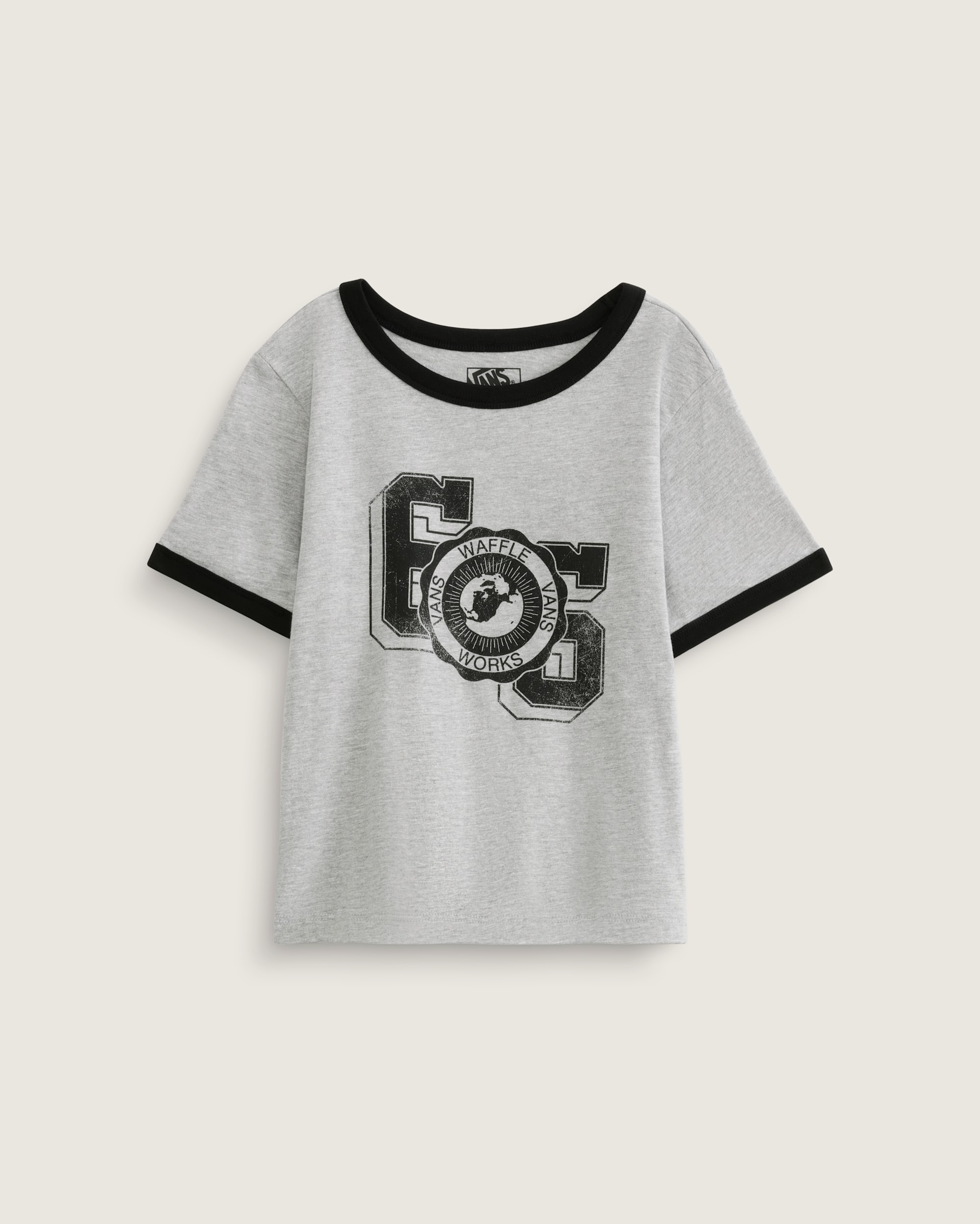 Campus Tour Ringer TShirt VANS Heather Grey  Black HERO