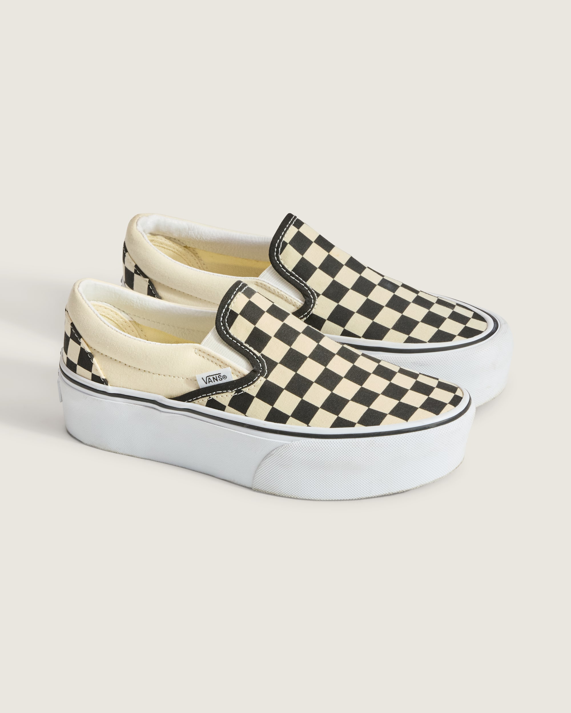 Classic SlipOn Stackform Checkerboard Shoe VANS Checkerboard Black  Classic White ALT3