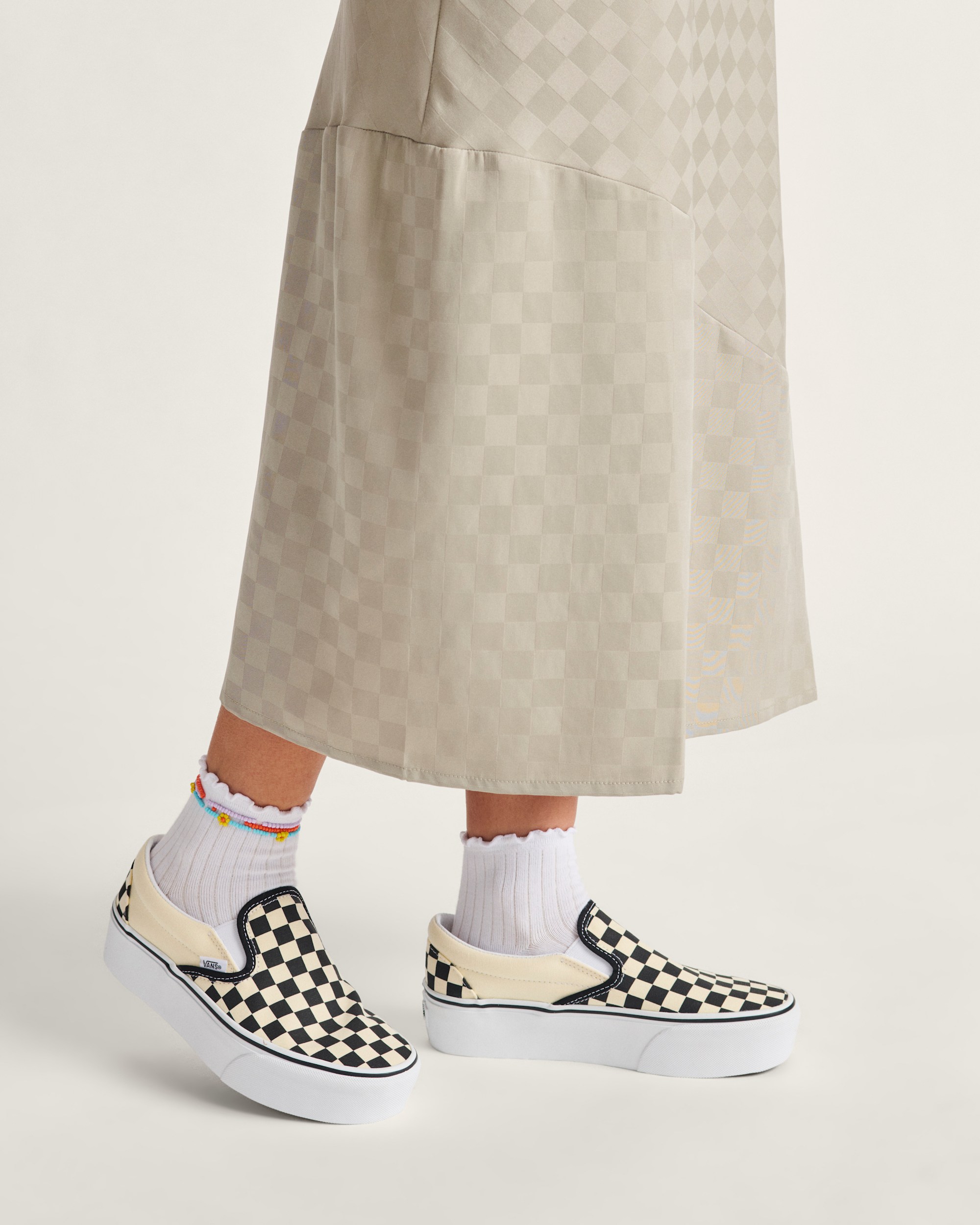 Classic SlipOn Stackform Checkerboard Shoe VANS Checkerboard Black  Classic White ALT5