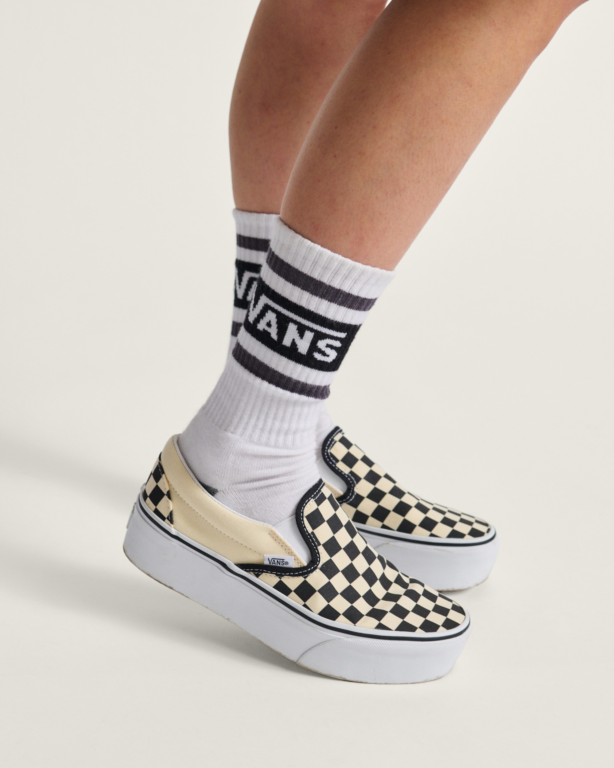 Classic SlipOn Stackform Checkerboard Shoe VANS Checkerboard Black  Classic White ALT1